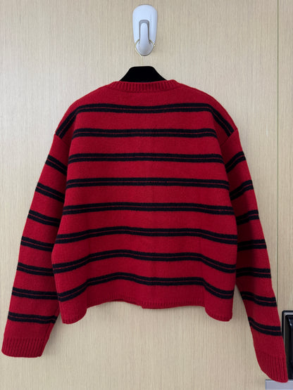 MIU MIU 紅色條紋針織開衫