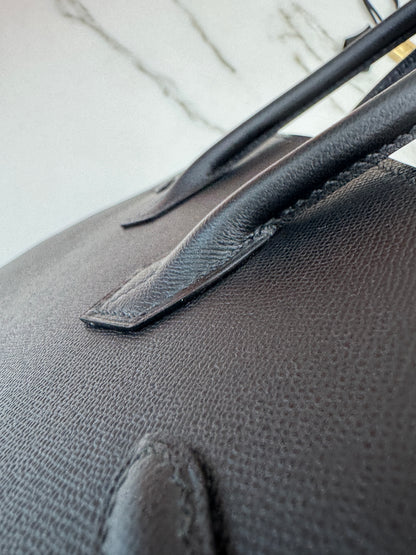 HERMES Birkin 25 黑色 Madame 拉絲金扣 89 Noir Sellier