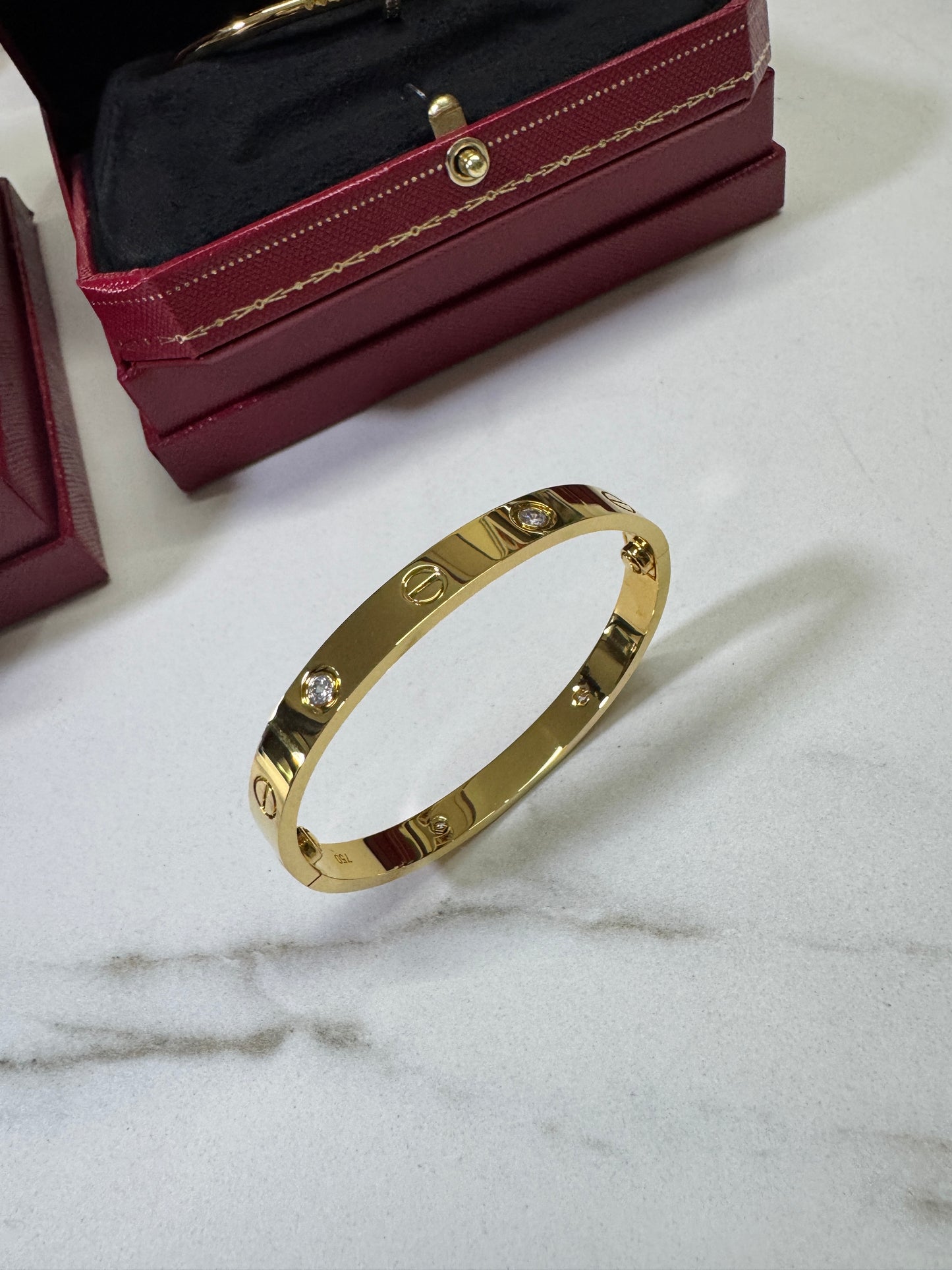 CARTIER Love Bracelet 經典粗版 4鑽 金色