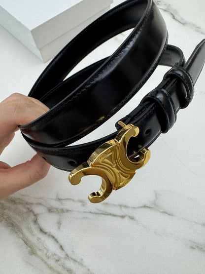 CELINE 凱旋門金扣 2.5cm皮帶 亮面牛皮