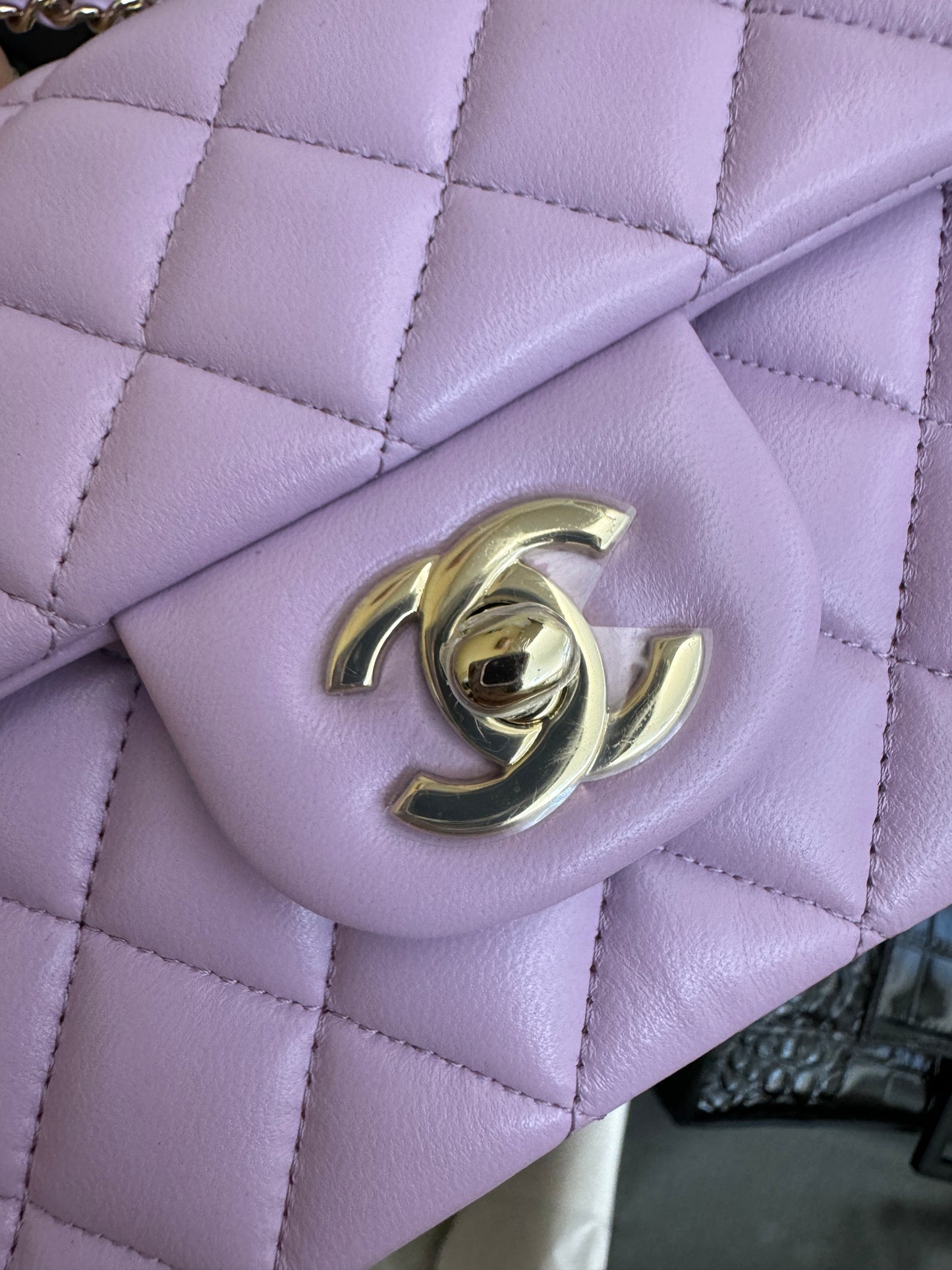CHANEL mini cf with top handle 粉紫色 24P