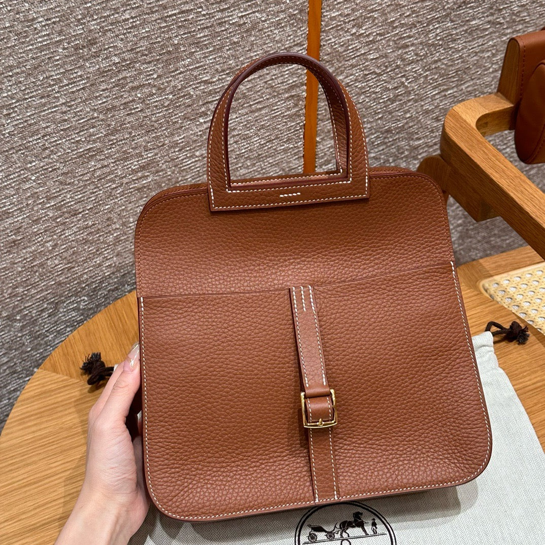 HERMES Halzan 25 金棕色 金扣 Gold TC