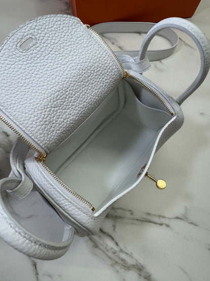 HERMES Mini Lindy II 純白色TC 金扣 GHW