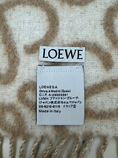 LOEWE 羊駝毛雙面Scarf 奶茶色