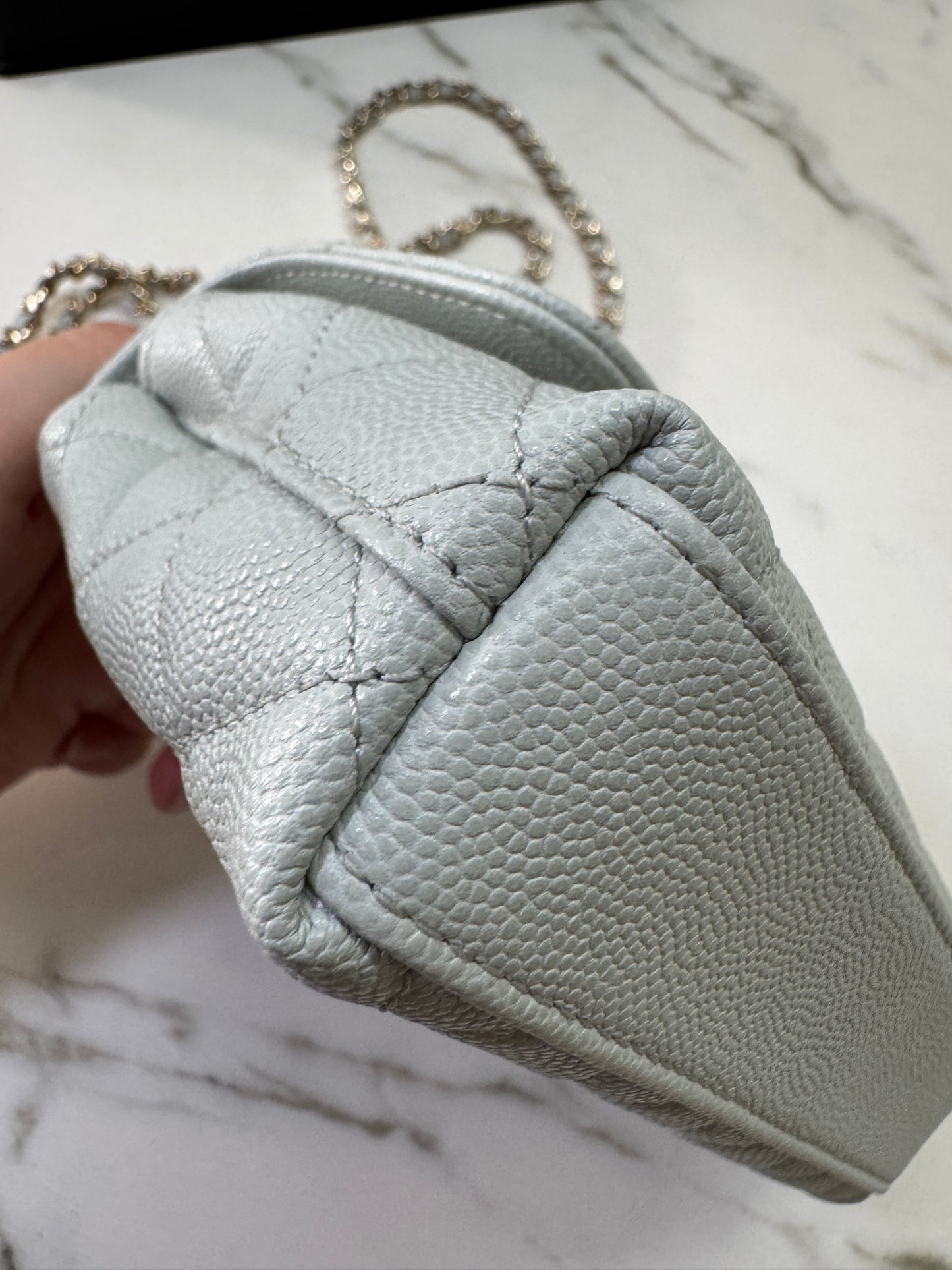 CHANEL 超Mini Coco Handle 24K 灰藍色
