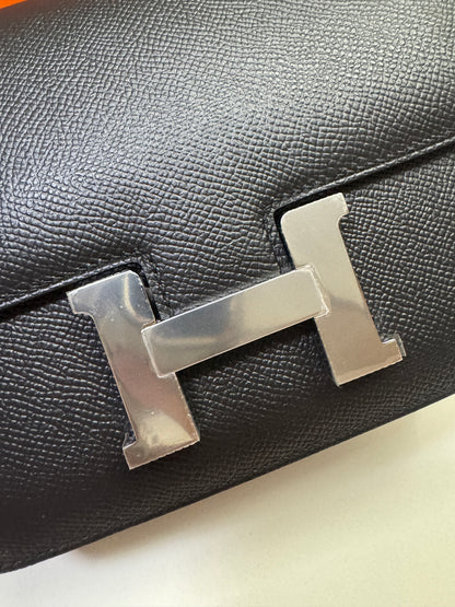 HERMES Mini Constance 新版 附鏡子 黑銀 Epsom PHW