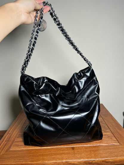 CHANEL 22bag 小號 黑銀