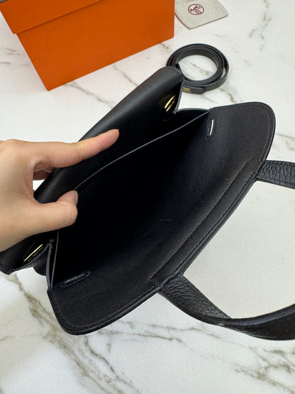 HERMES Halzan 25 黑金 Noir TC GHW