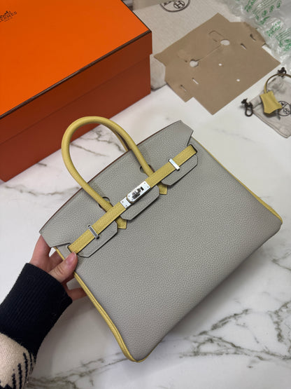 HERMES Birkin25 SO 珍珠灰拼小雞黃 Togo PHW