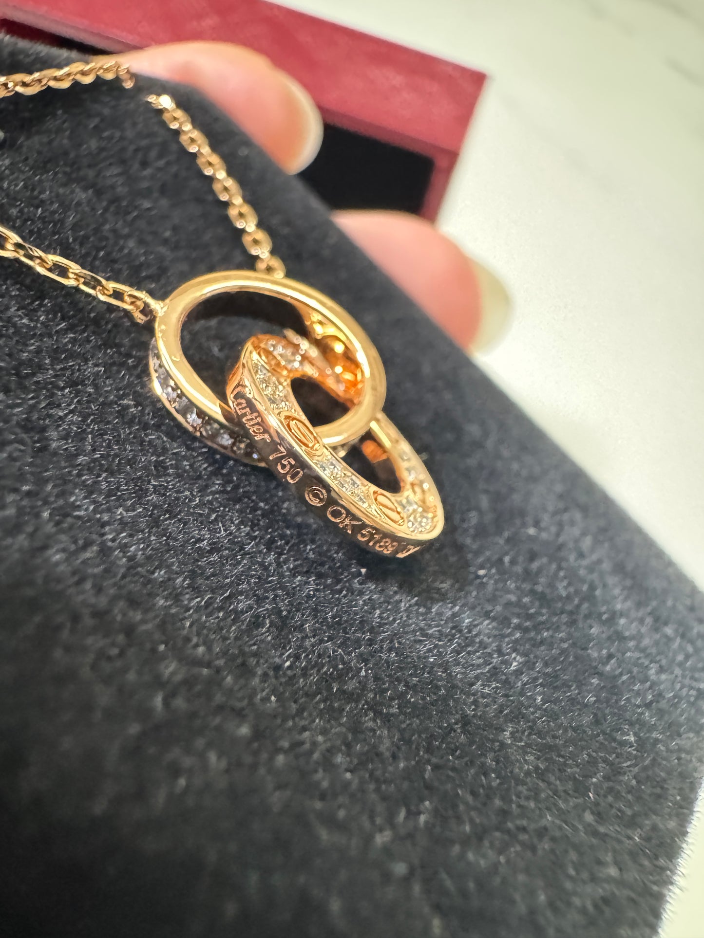 CARTIER Love Necklace 滿天星小圓餅項鏈 玫瑰金