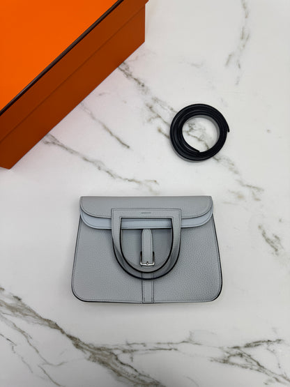 HERMES Halzan 25 聖杯藍銀扣 Bleu Pale