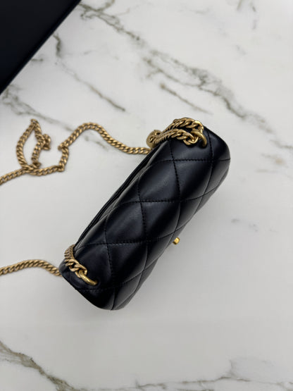 CHANEL 25P 愛心金球羊皮 黑色