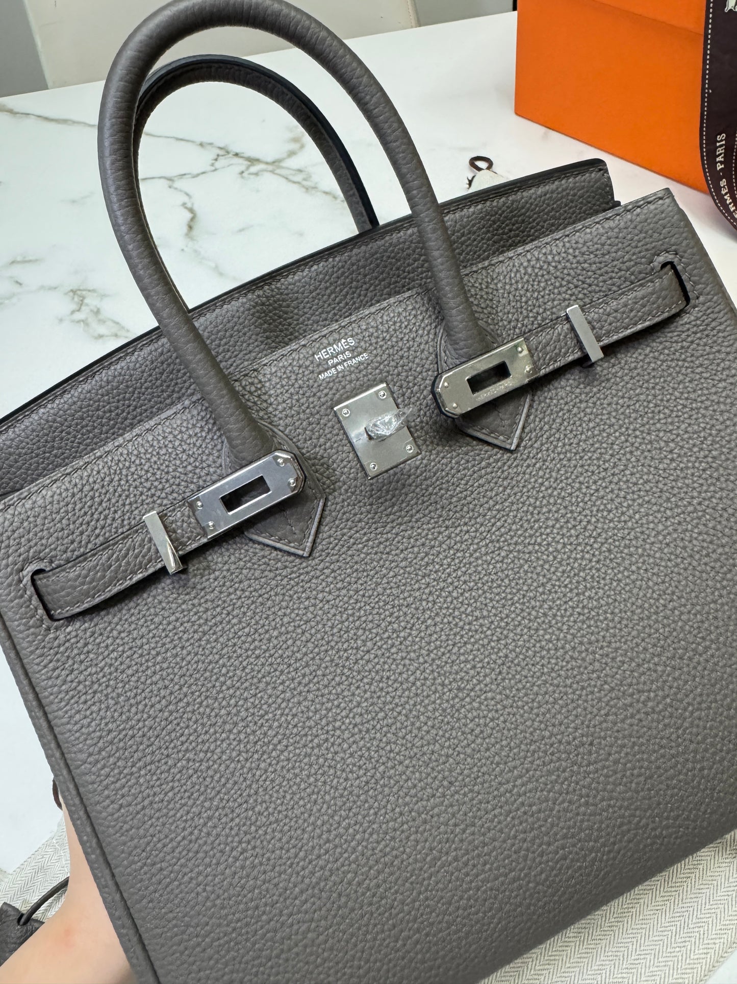 HERMES Birkin 25 錫器灰 銀扣 Togo 8F Etain PHW