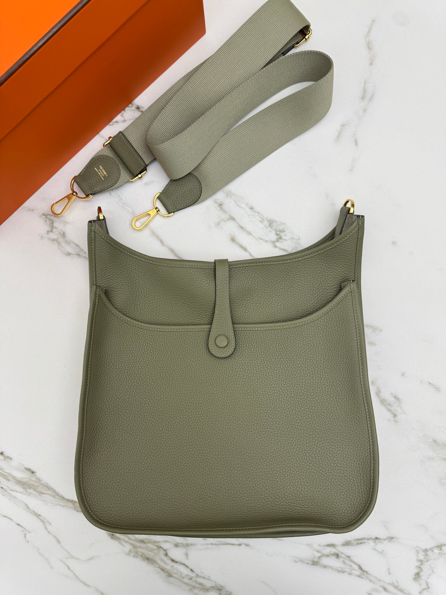 HERMES Evelyne 33 鼠尾草綠金扣 Q1 Sauge GHW