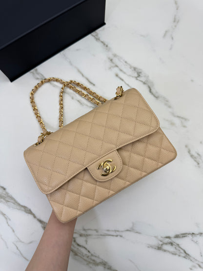 CHANEL CF23 Small 米杏色牛皮金扣 Beige Caviar Calfskin GHW
