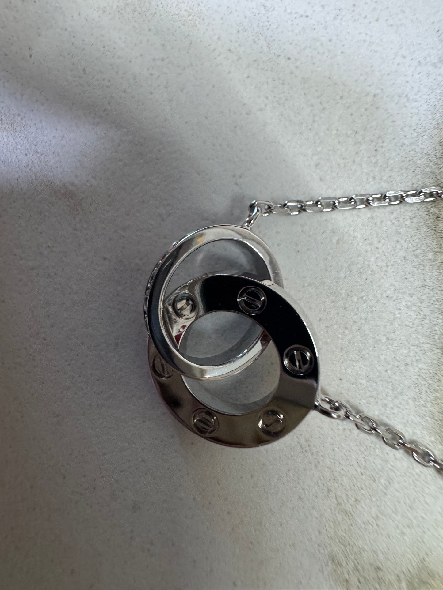 CARTIER Love 滿天星項鏈 白金色 【純銀電鍍18K金+莫桑鑽】