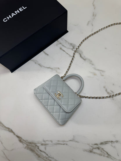 CHANEL 超Mini Coco Handle 24K 灰藍色