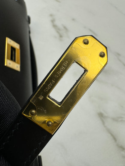 HERMES Mini Kelly I 黑金 Box皮 Kelly Pochette