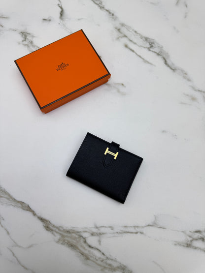 HERMES Bearn Compact Wallet 黑金 Epsom