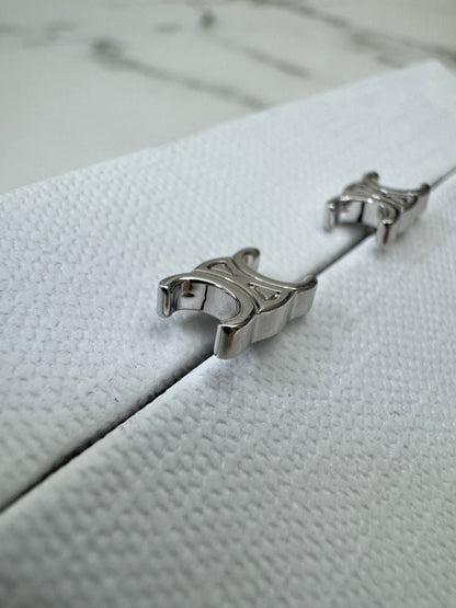 CELINE 銀色凱旋門耳釘