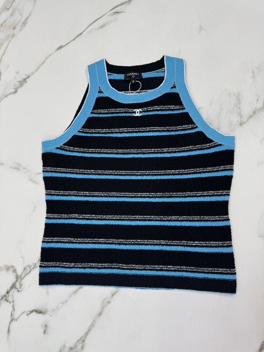 CHANEL 25S 藍色條紋背心