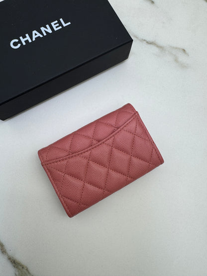 CHANEL CF Cardholder 珊瑚粉 牛皮