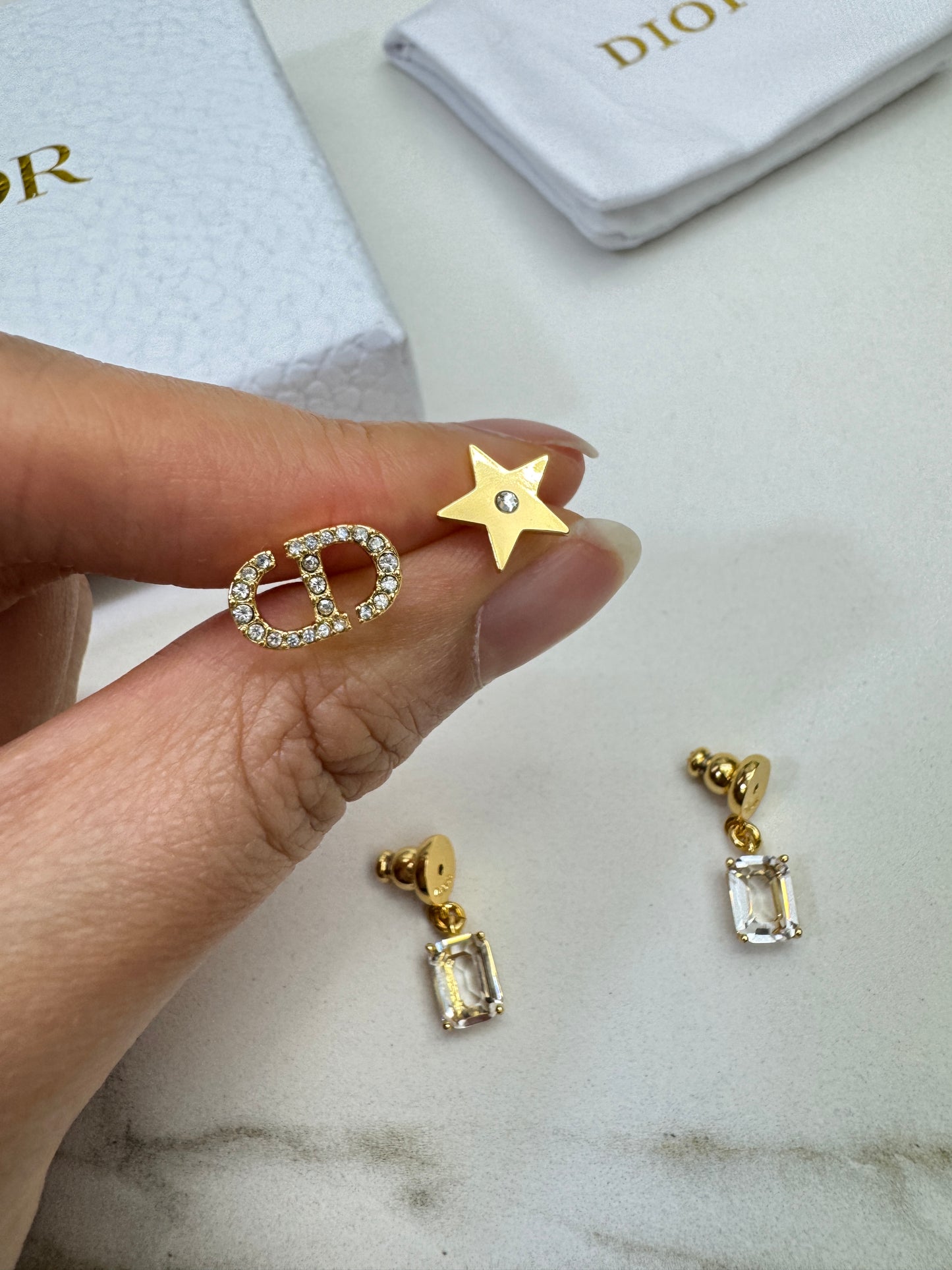DIOR CD星星 鴛鴦兩戴耳環 Earrings