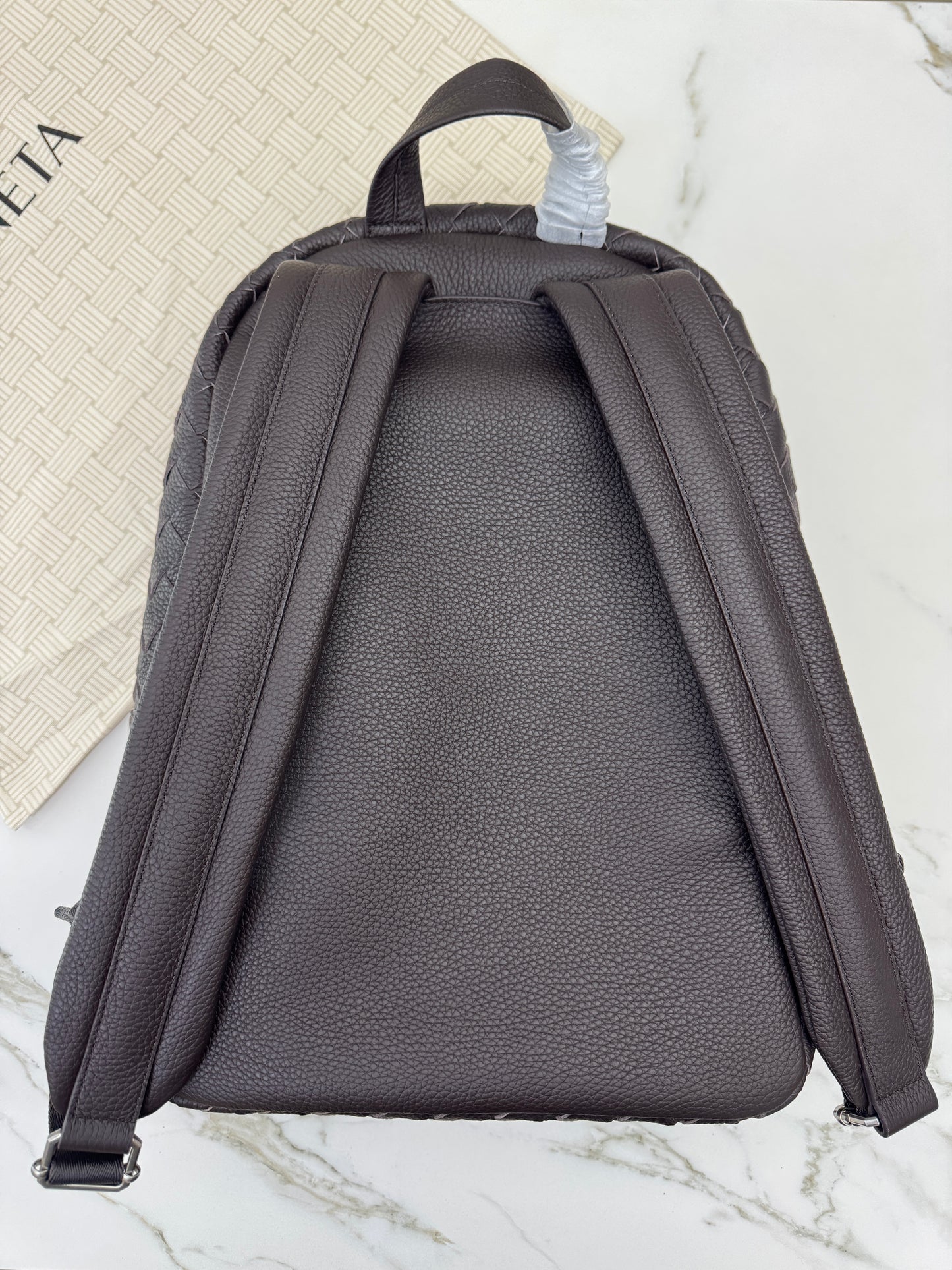 BV Intrecciato Backpack Grained Calfskin Fondant