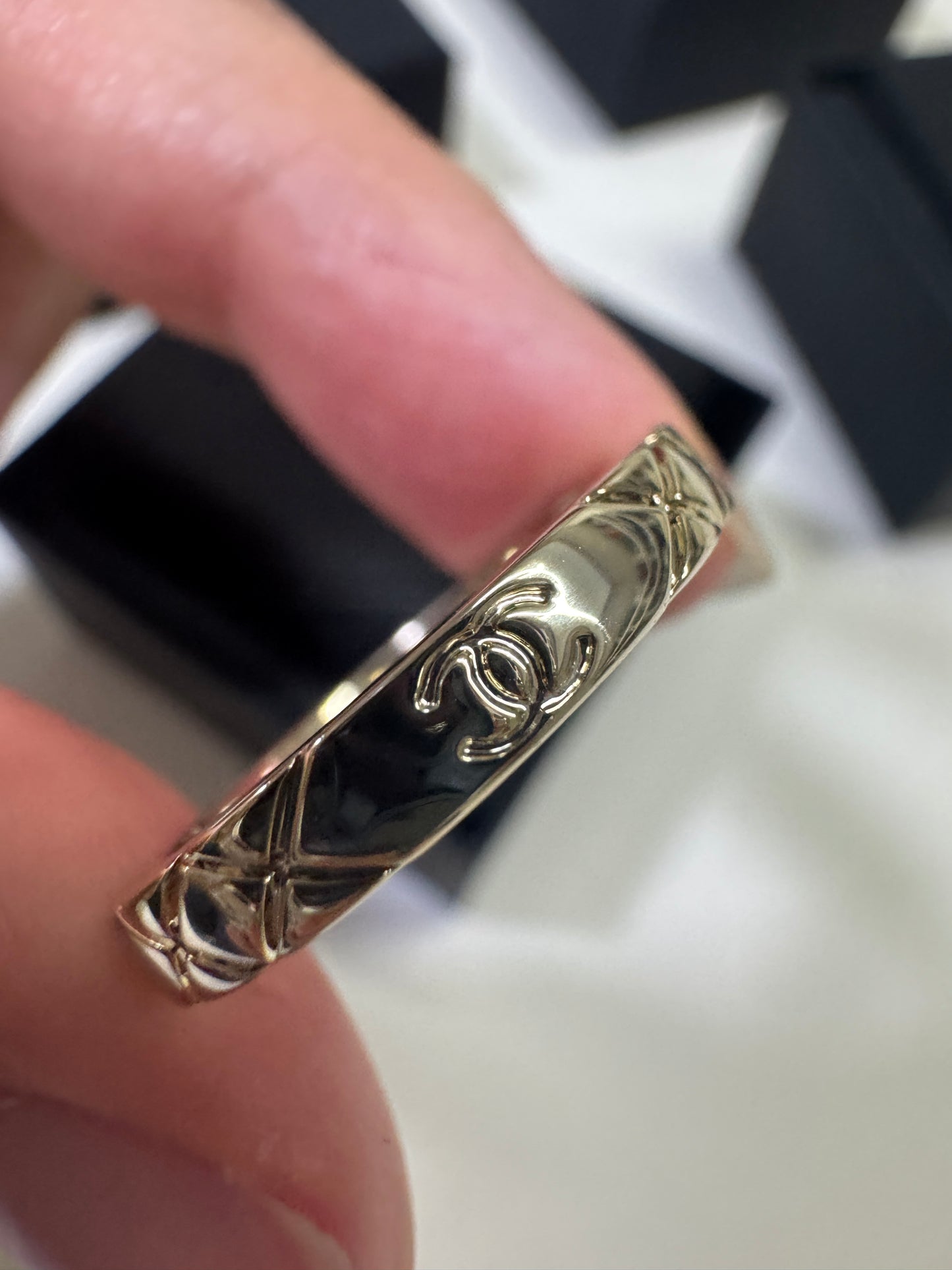 CHANEL 25P 三件套淺金色戒指