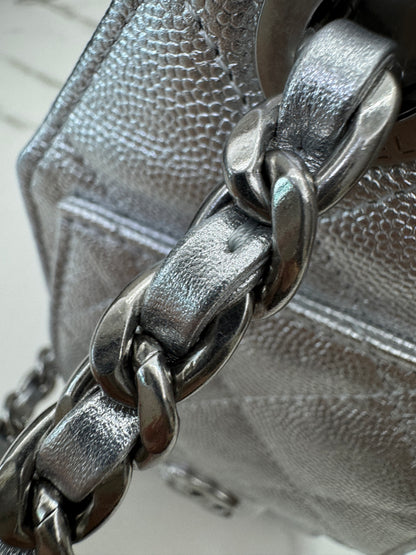 CHANEL Mini 25 Bag 銀色荔枝皮銀扣 Silver Caviar Calfskin PHW