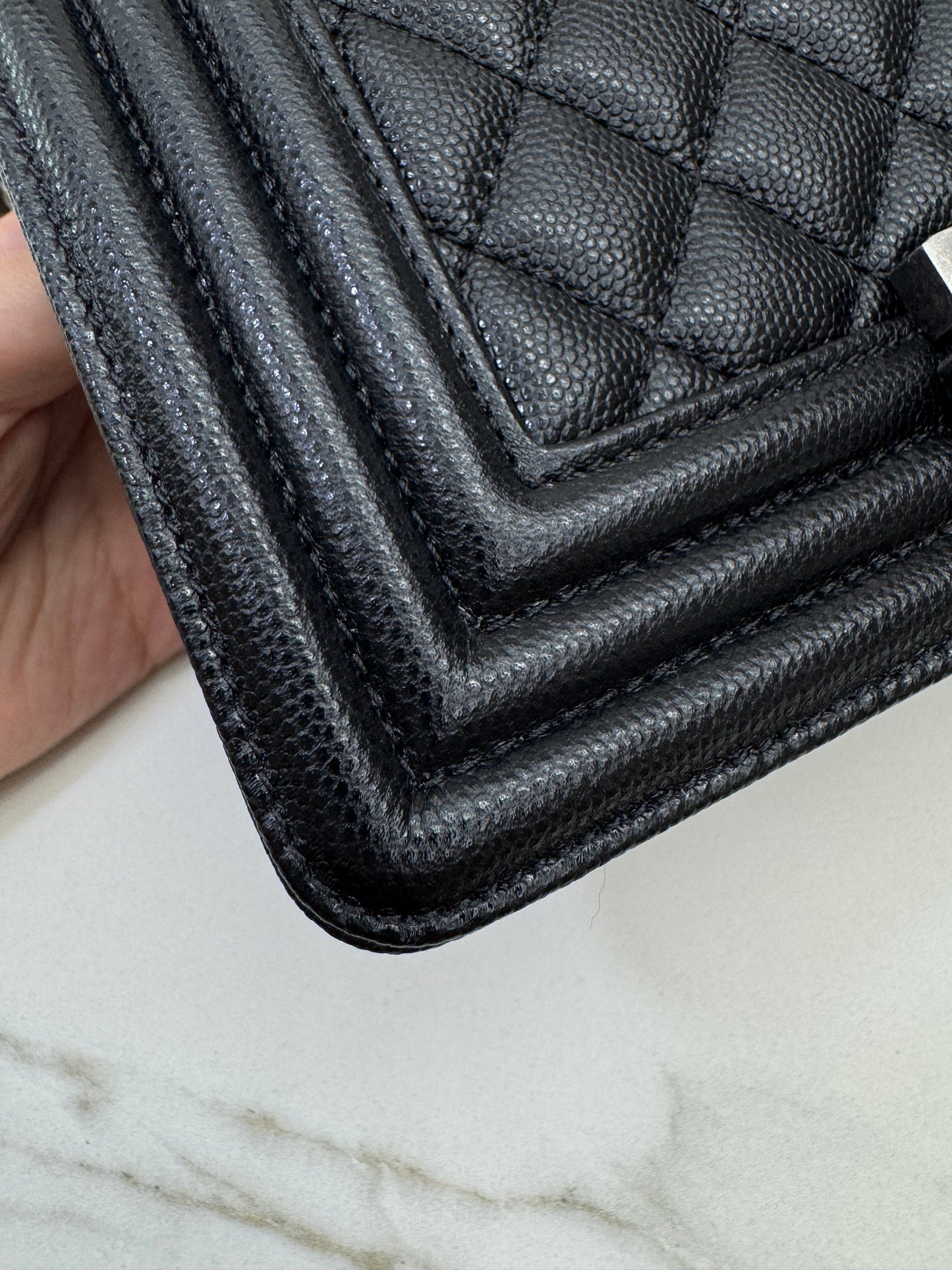 CHANEL Leboy 20cm 黑銀荔枝牛皮
