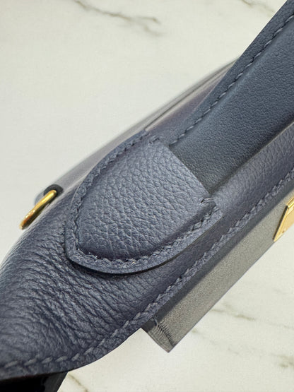 HERMES Mini 2424 午夜藍金扣 Evercolor 2Z Bleu Nuit GHW