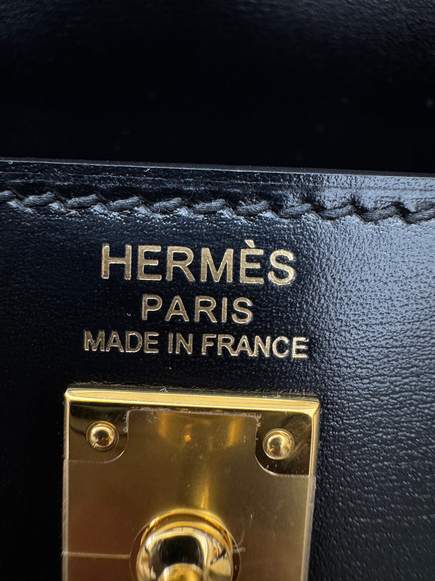 HERMES Kelly 25 黑色外縫金扣 Box Leather Sellier Noir GHW