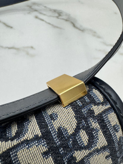 DIOR 30 Montaigne Small Blue Oblique