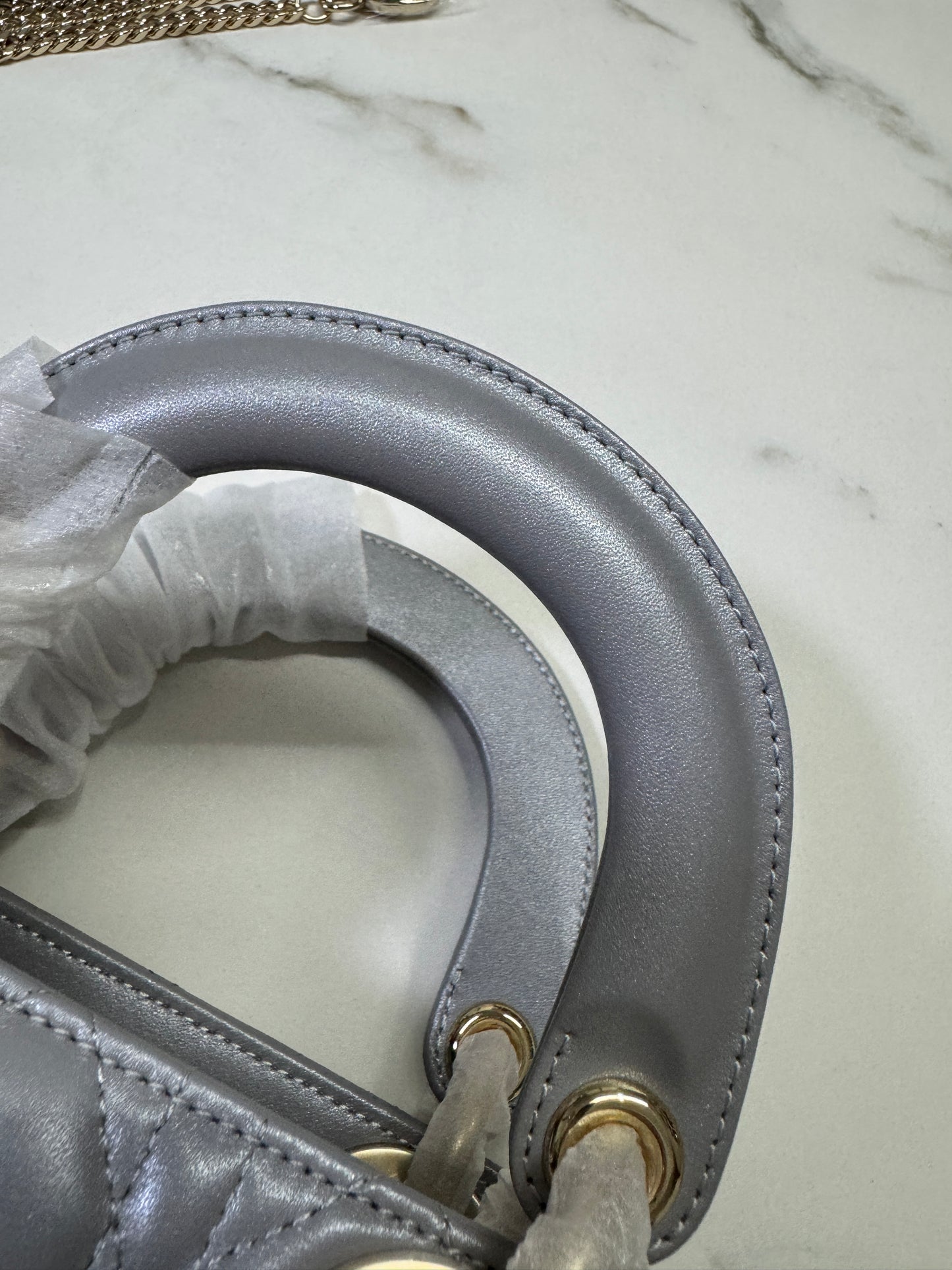 DIOR Lady Dior Mini 珠光灰