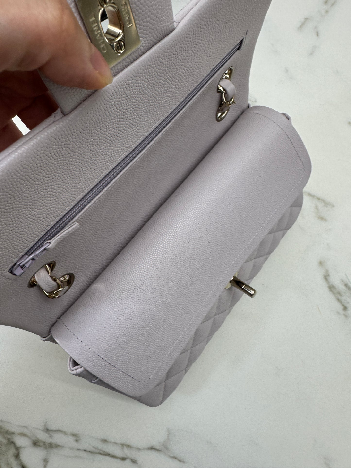 CHANEL 21S 淺粉紫 Classic Flap Small CF23 Liliac