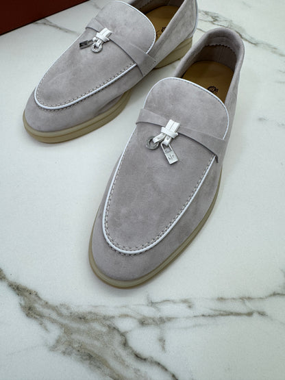 LORO PIANA Summer Walk 珍珠灰滾邊款樂福鞋