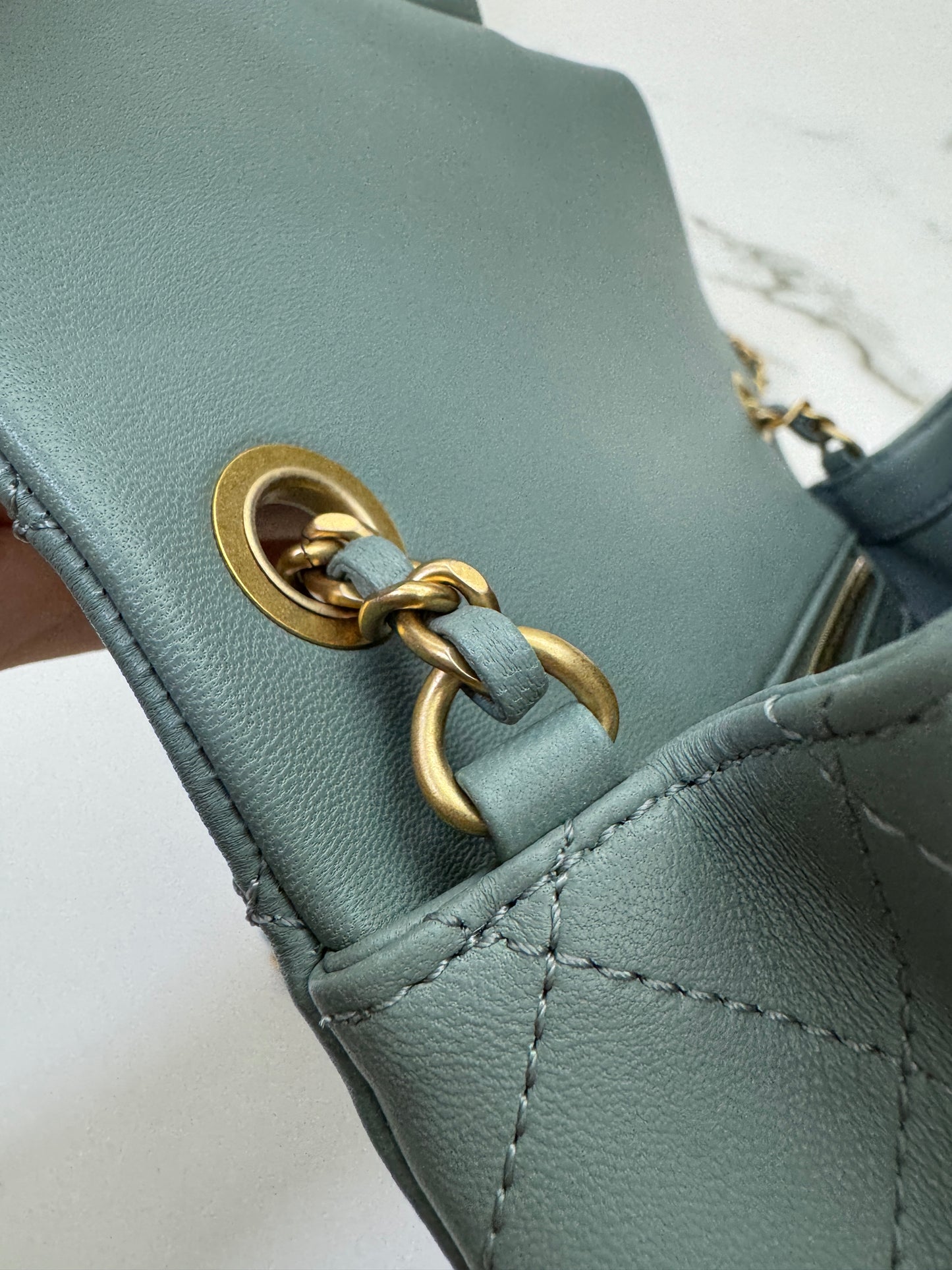 CHANEL 25C 金球20cm 灰綠色