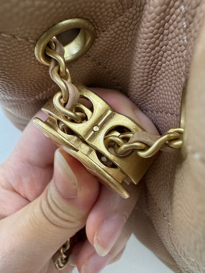 CHANEL Mini 25Bag 奶茶杏荔枝皮 Caviar Calfskin