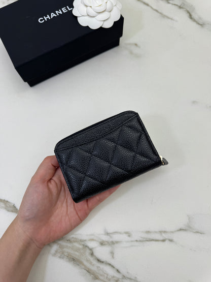 CHANEL 黑金牛拉鏈零錢包 Coin Purse
