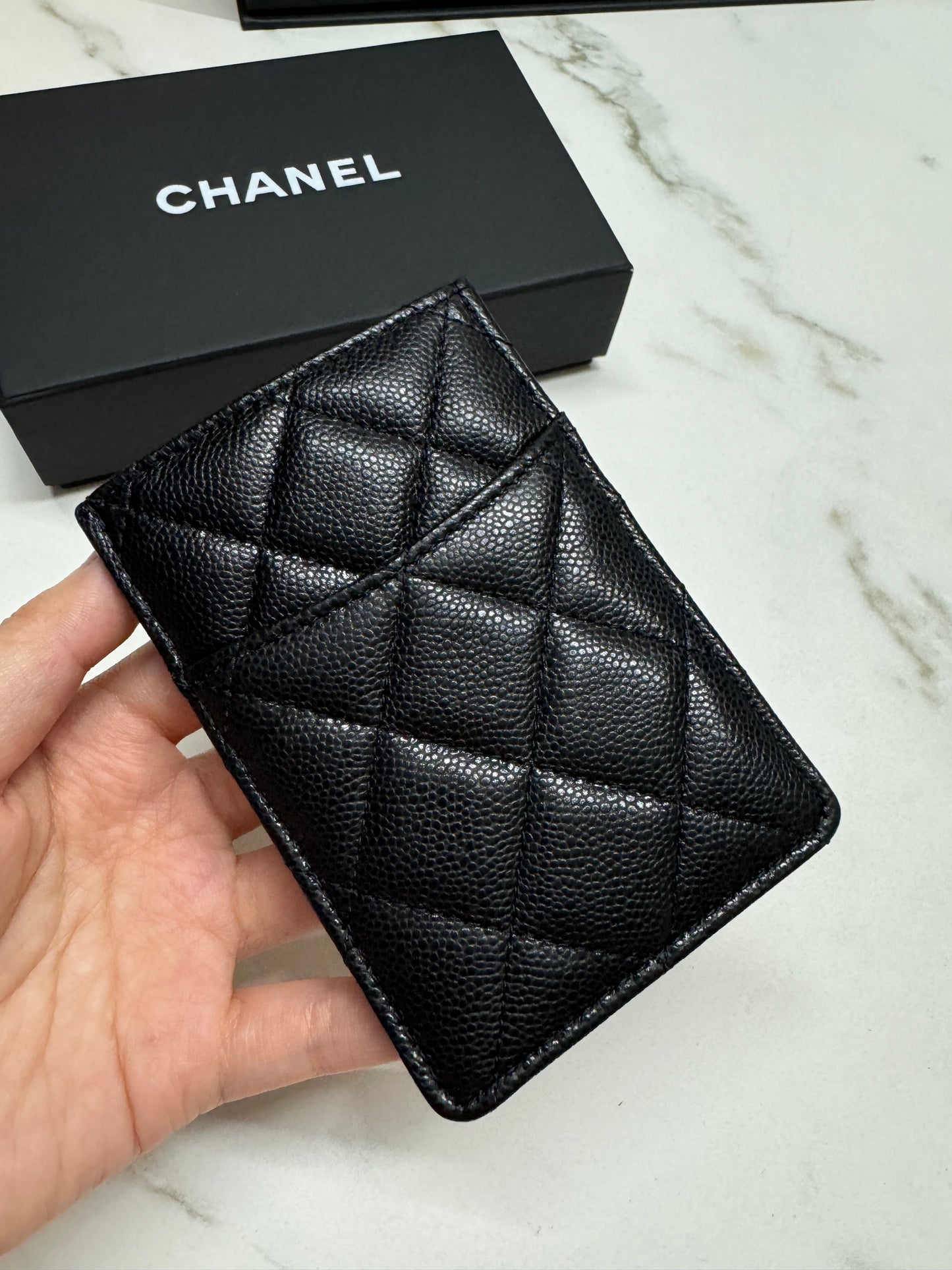 CHANEL 直版 黑色 淡金扣 Card Holder