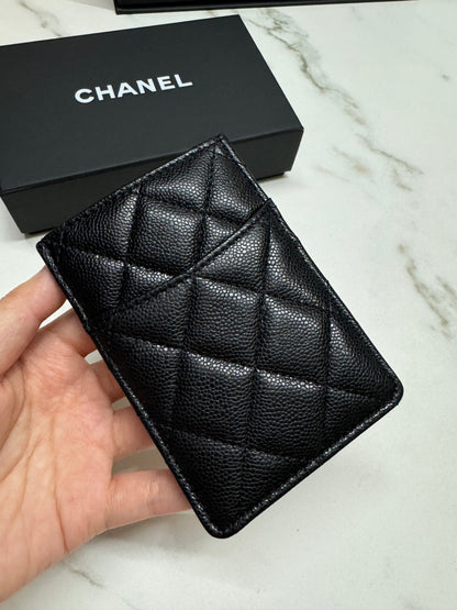 CHANEL 直版 黑色 淡金扣 Card Holder