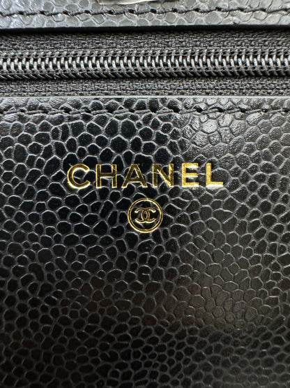 CHANEL Wallet On Chain 黑金牛 新版旋轉扣woc