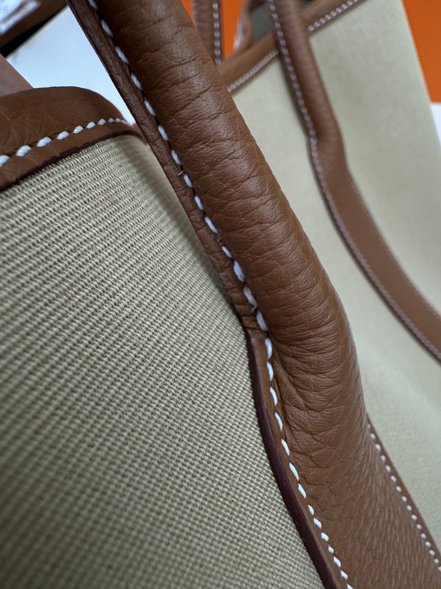 HERMES Garden Party 36 金棕拼風衣灰帆布 Negonda/ Canvas