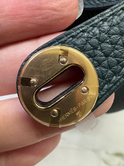 HERMES Mini Lindy II 深綠色 金扣 67 Vert Fonce TC GHW