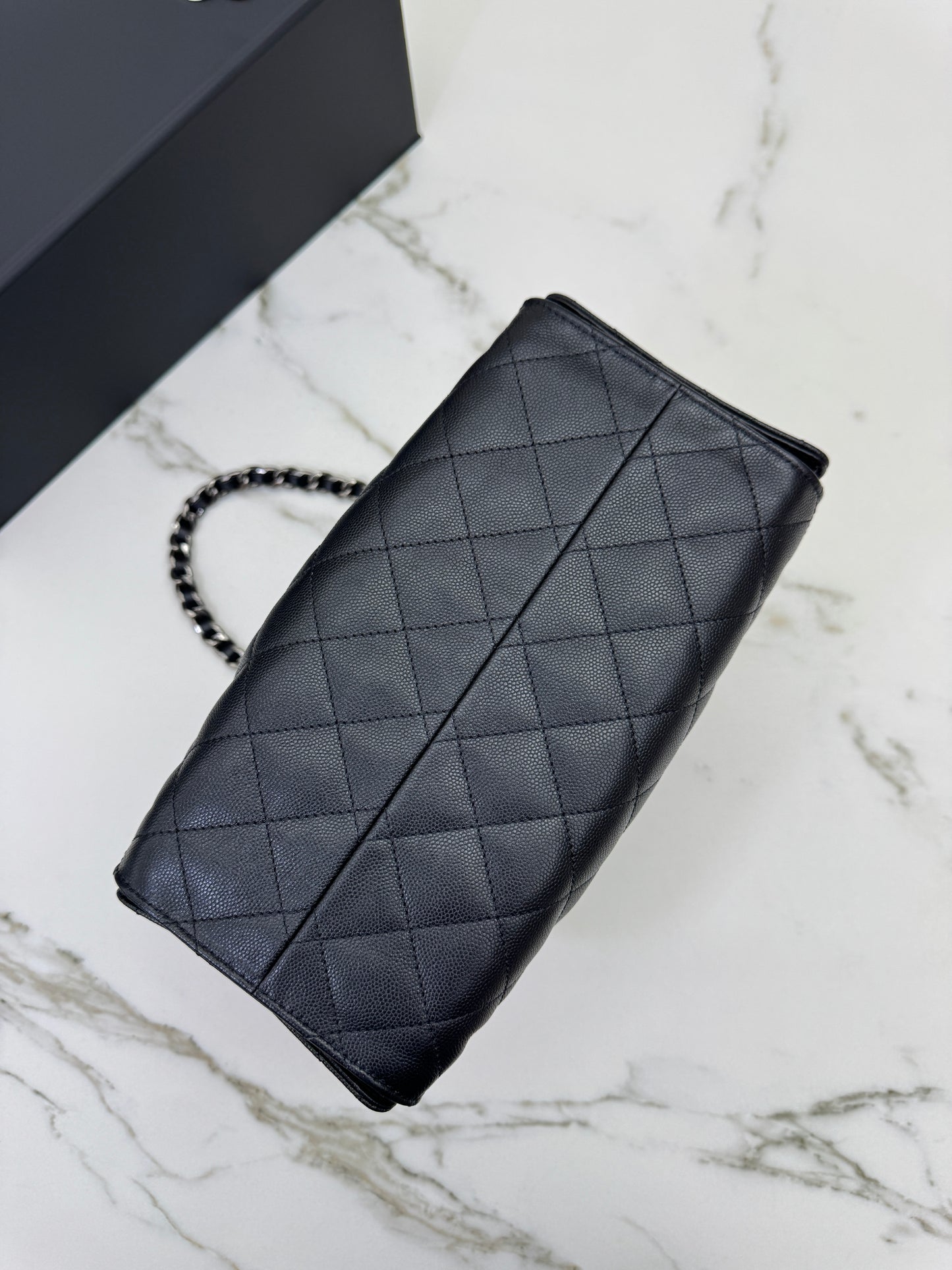 CHANEL 25Bag Small 黑銀小號 荔枝牛皮 Caviar Calfskin