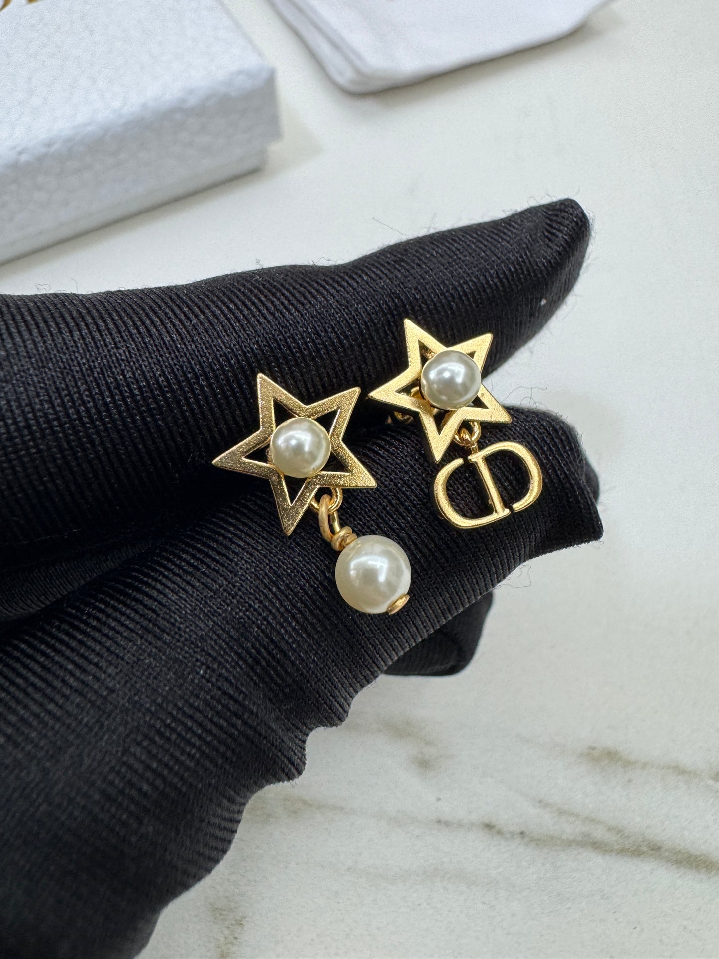 DIOR 星星珍珠耳環