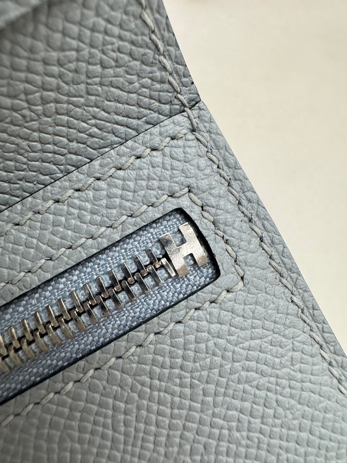 HERMES Bearn 三摺錢包 亞麻藍 Blue Lin Epsom PHW