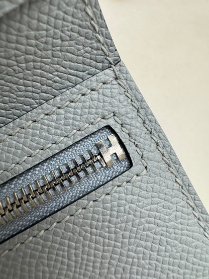 HERMES Bearn 三摺錢包 亞麻藍 Blue Lin Epsom PHW