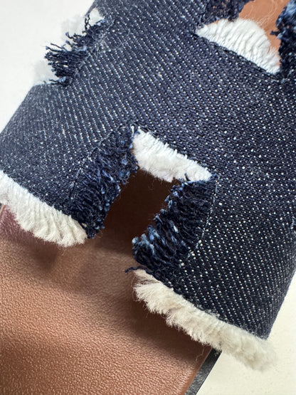 HERMES Oran 深藍牛仔拖鞋